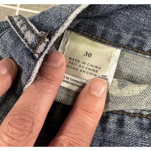 90s Converse Distressed Denim Mini Skirt – Size 30, Raw Hem, Zipper Pockets - Picture 7 of 8